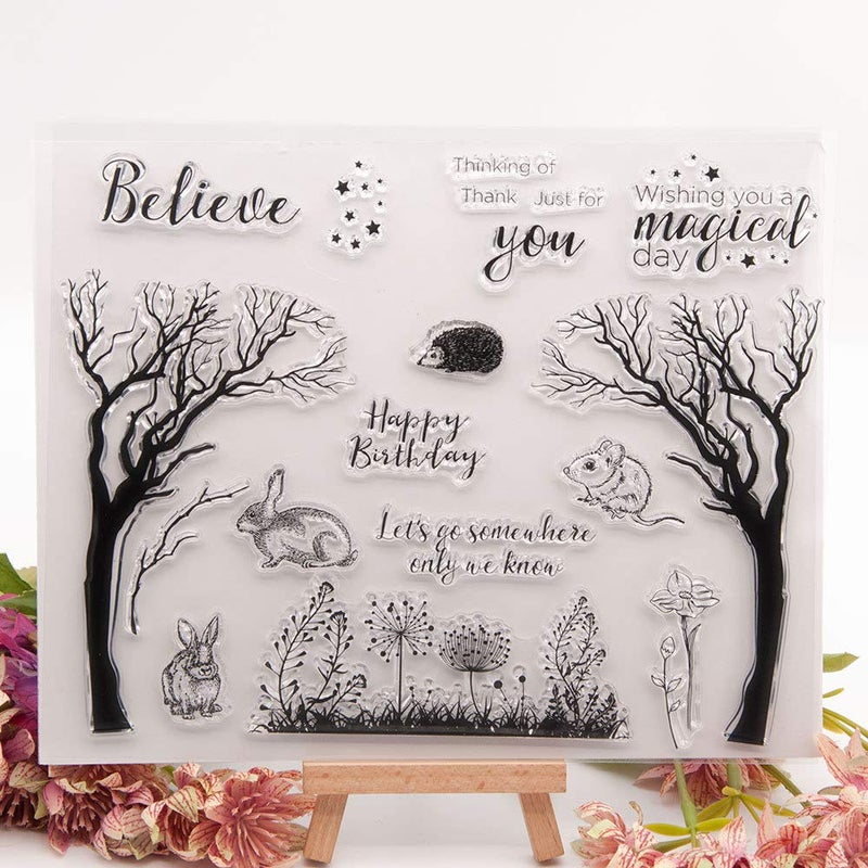 Arrietty Just for You Thinking of You Happy Birthday Trees Dandelion Rubber Stamps Clear Stamps for CHRISTMAS Card Making Decoration and DIY Scrapbooking Rubber Stamps for Crafts - Image 4